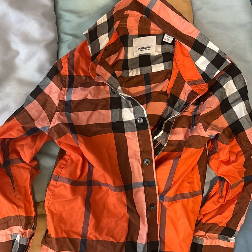 Burberry shirt size 6 orange button up